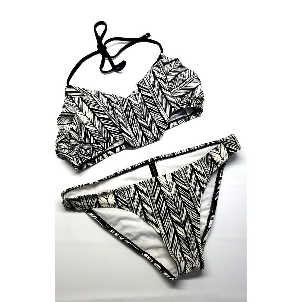 NINETY NINE Women's Swimsuit Bikini Black/White Printed Size S 194